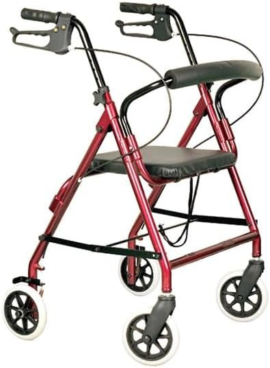 4 Wheel Rollator Walker with Seat Folding Lightweight Mobility Aid Basket