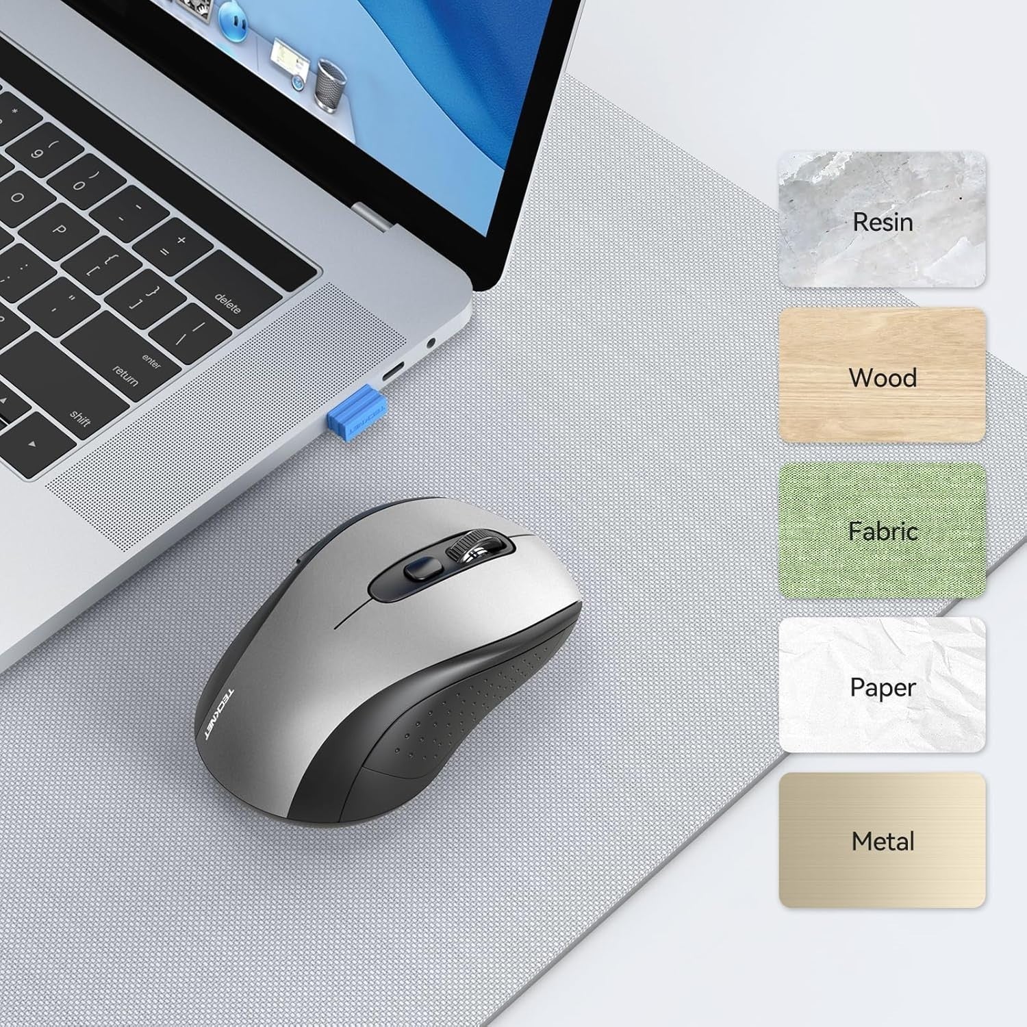 Slim Wireless Bluetooth Mouse 4000 DPI Multi Device Ergonomic Silent Clicks