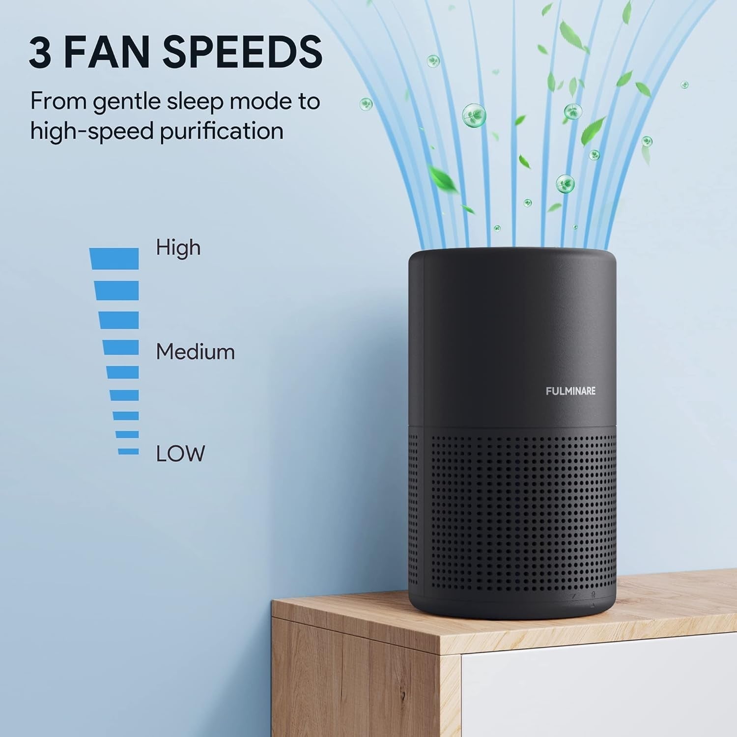 Compact HEPA Air Purifier for Bedroom Quiet Sleep Mode Night Light