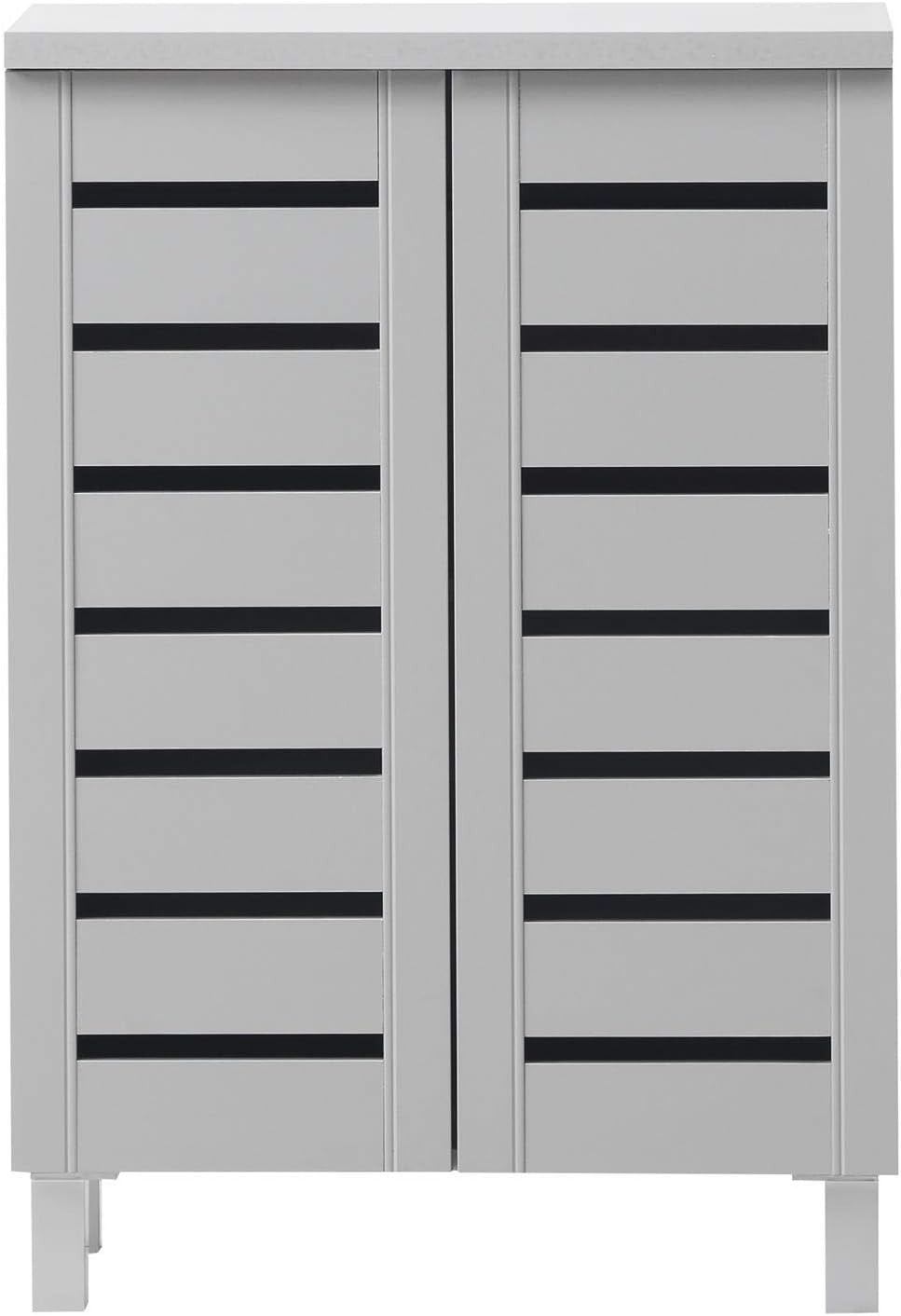 2 Door Shoe Storage Cabinet Slim Organizer 60x33x87 cm Light Grey