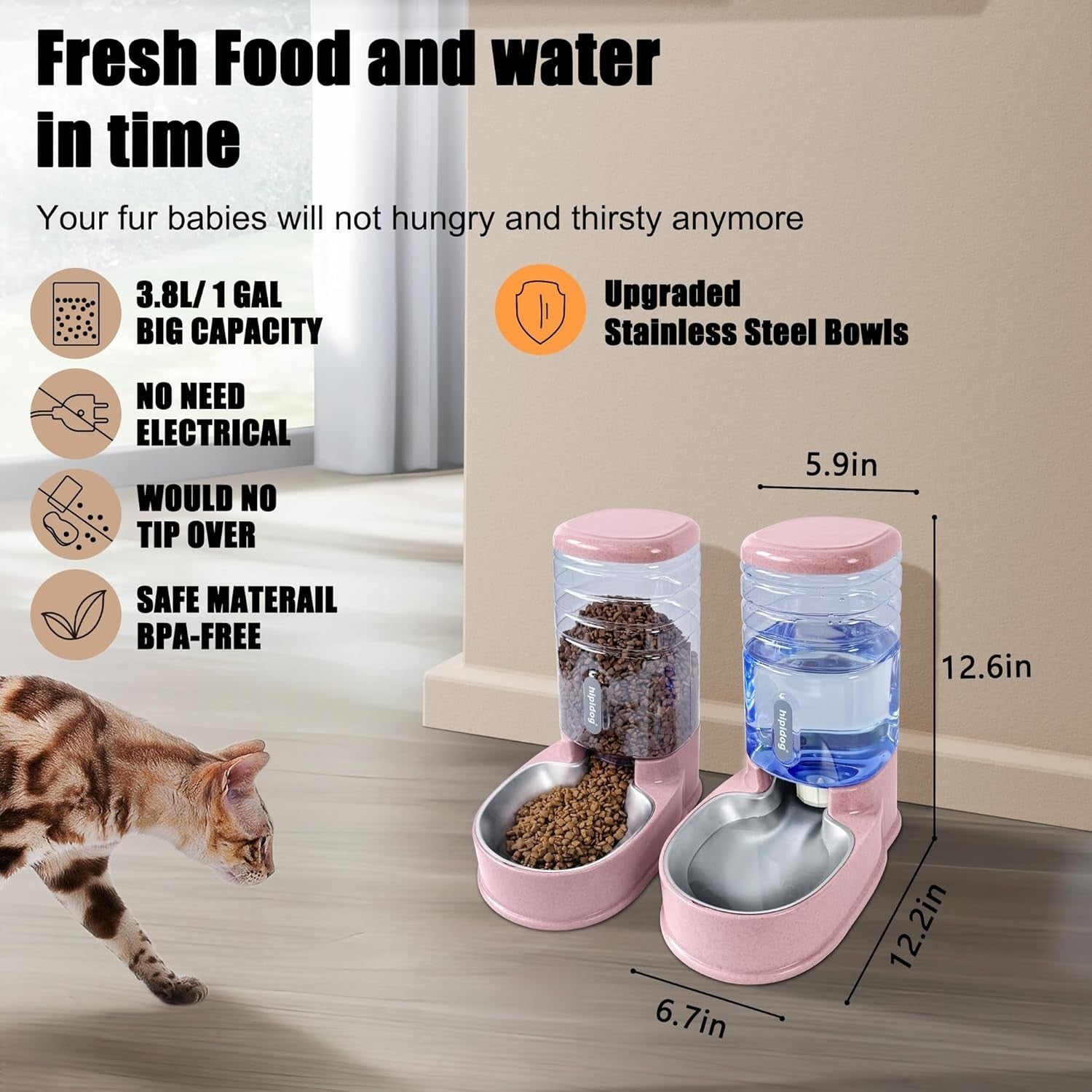 Gravity Pet Feeder Water Dispenser Set 3.8L Food Water Station