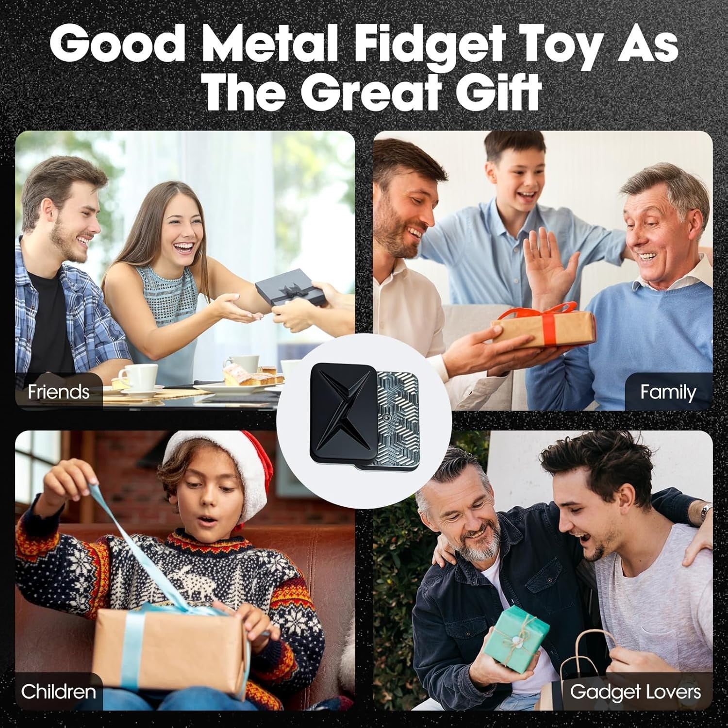 Black Lightning Fidget Slider Metal Magnetic Clicker Stress Relief Toy