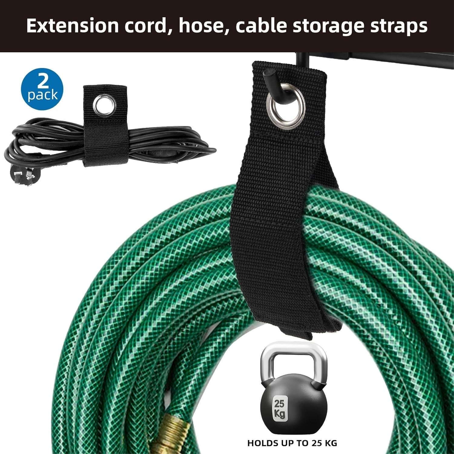Garage Tool Rack Wall Mounted 9 Adjustable Hooks Heavy Duty Steel Black