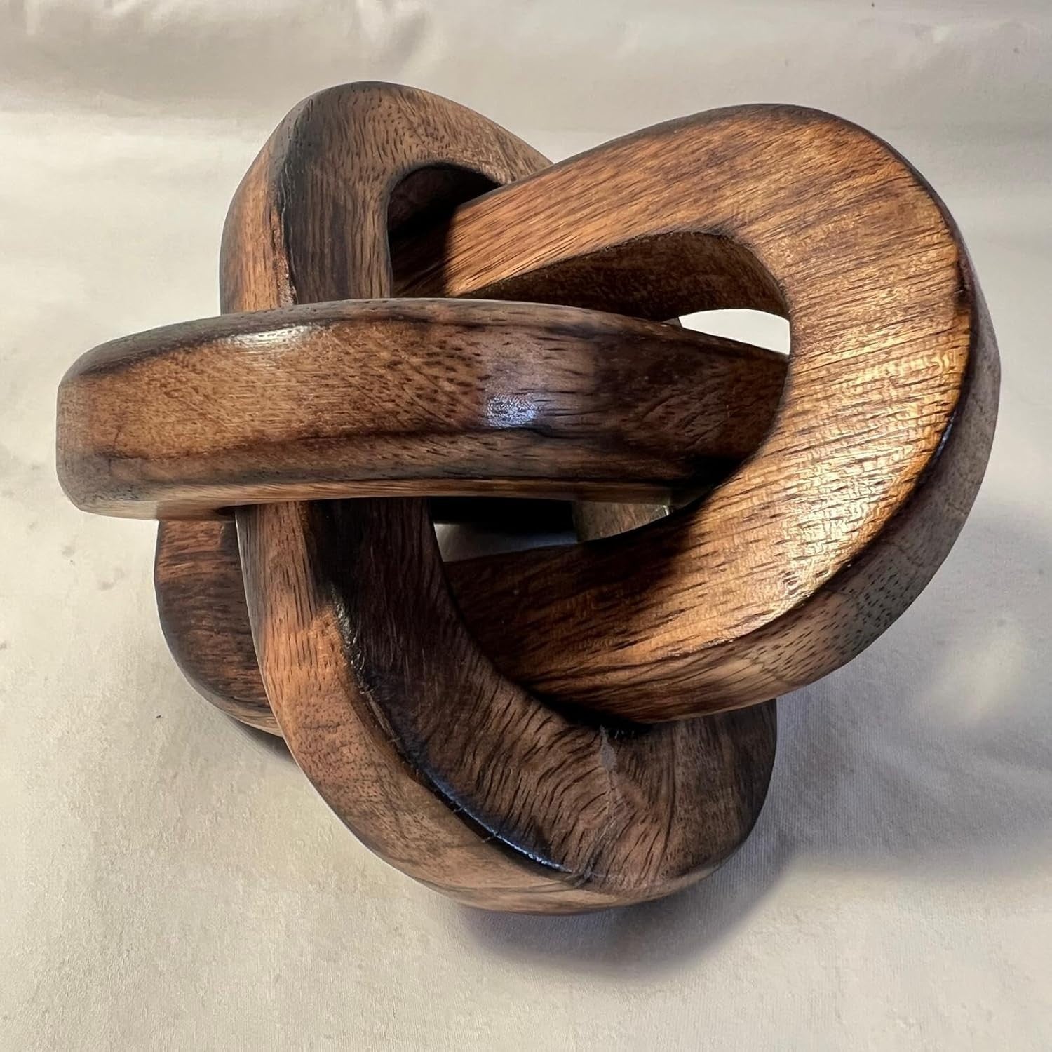 Rustic Wooden Knot Ornament 3-Link Sculpture Home Decor Table Shelf Display Gift