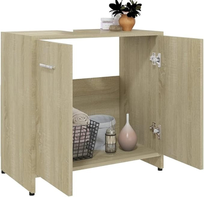Modern Sonoma Oak Bathroom Storage Cabinet 60x30x61cm