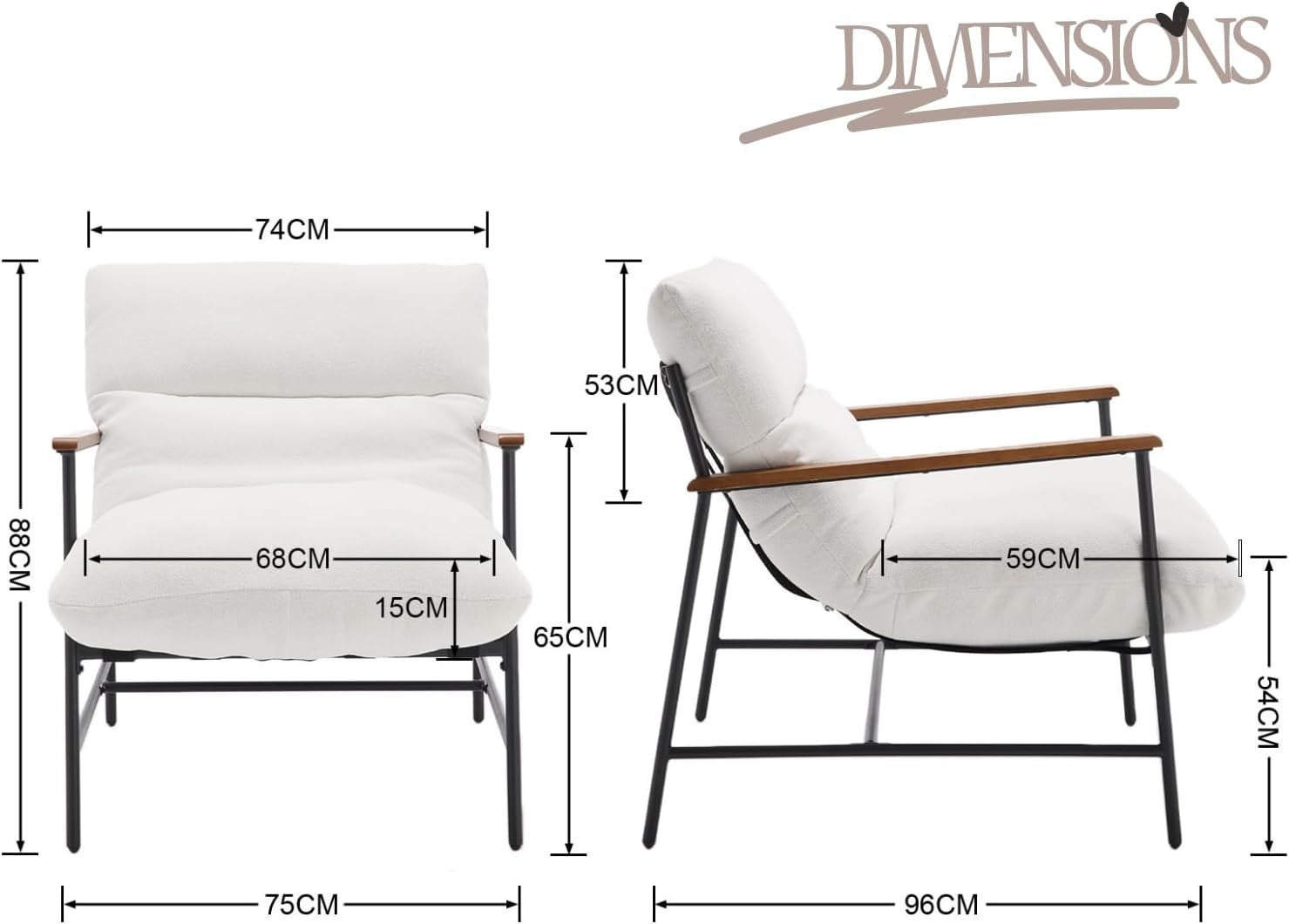 White Faux Fur Accent Armchair Modern Upholstered Lounge Chair