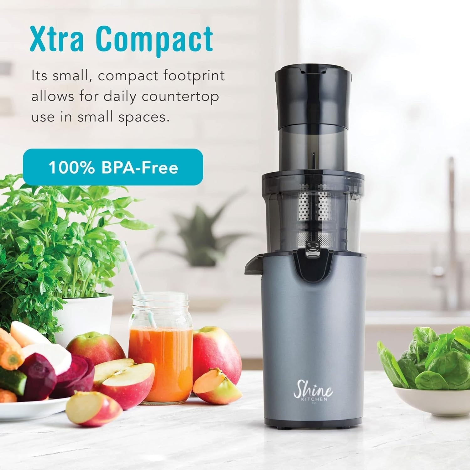 XL Feed Cold Press Juicer Compact Masticating Easy Clean Hands Free
