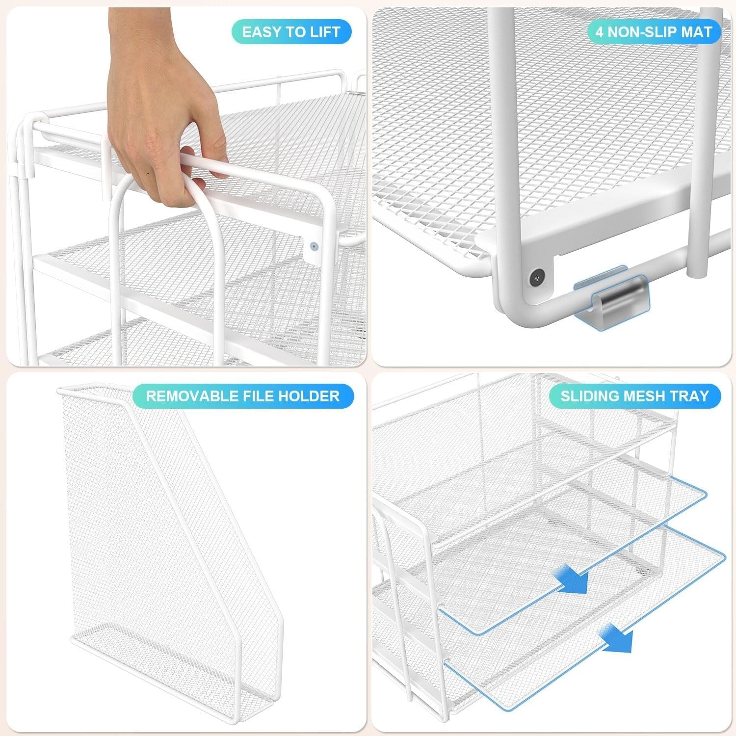 4-Tier Desk Organizer with Magazine Rack – Metal File & Office Storage
