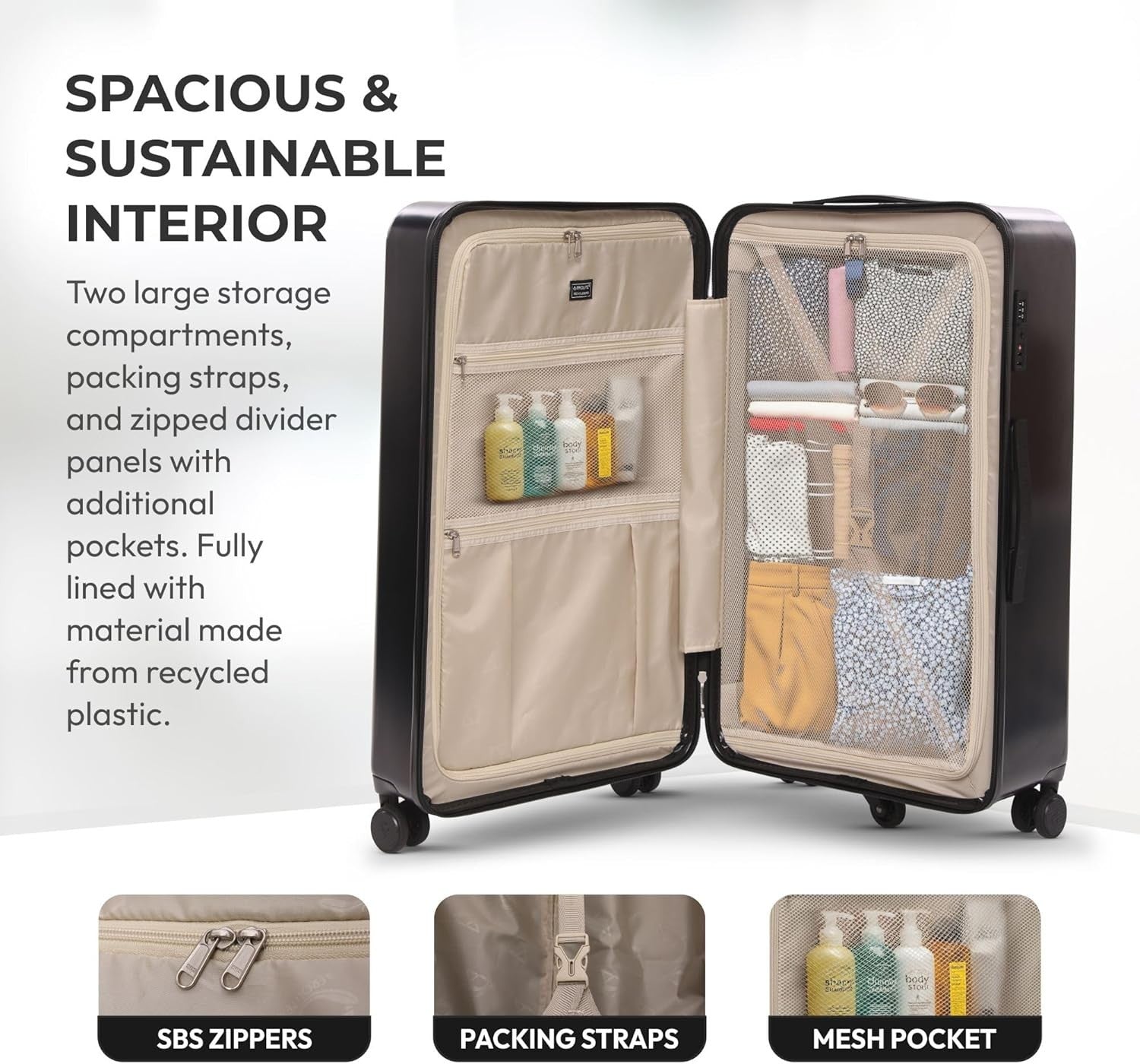 Extra Deep 101L Large Hard Shell Suitcase ABS 4+1 Spinner Wheels TSA Lock