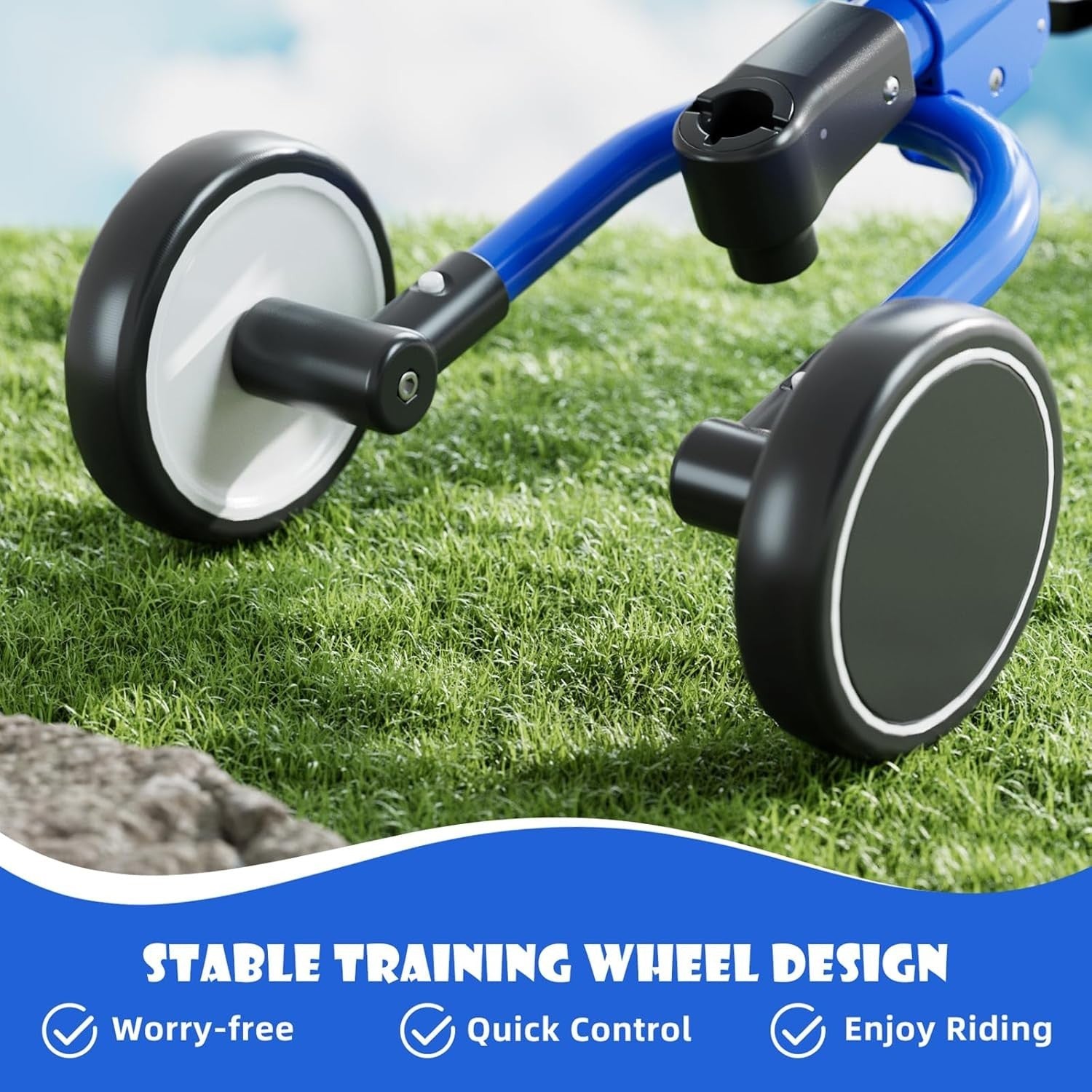 5 in 1 Toddler Tricycle Balance Bike Adjustable Push Handle Blue 1-3Y