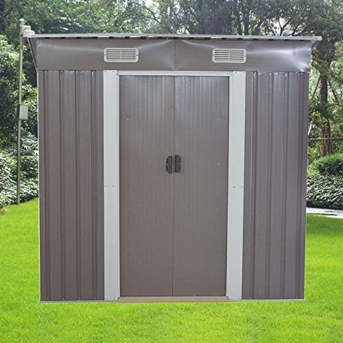 Lockable 6x4ft Outdoor Metal Garden Shed Tool Storage Grey