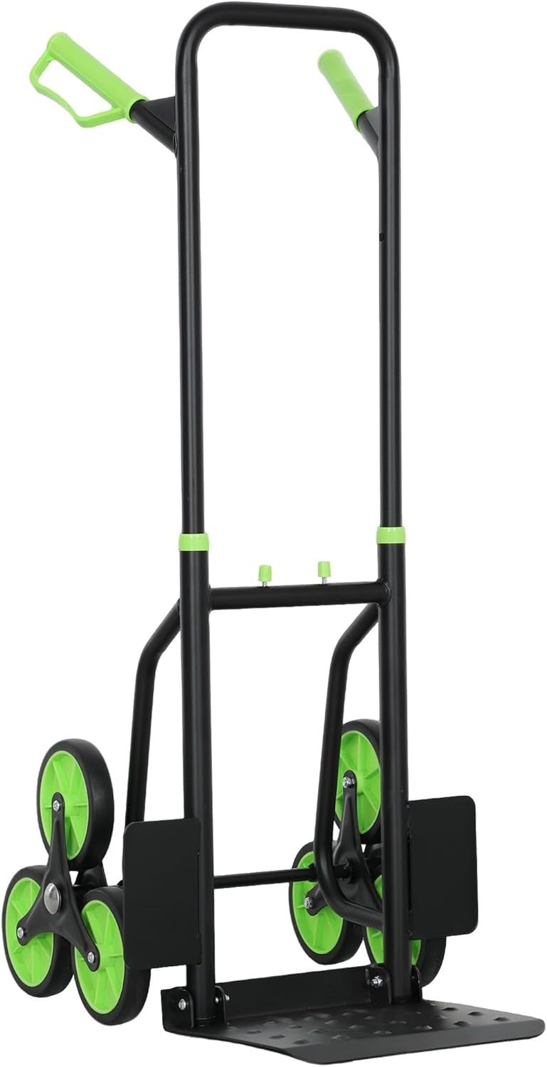 Stair Climbing Hand Truck 120kg Foldable Heavy Duty Steel Trolley Green