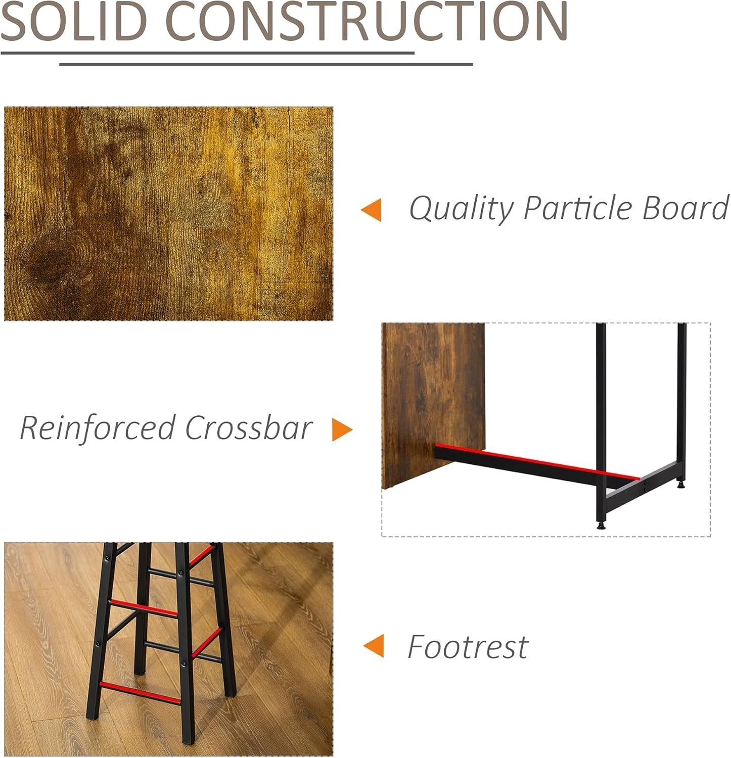 Rustic Brown Industrial Bar Table Set with 2 Stools & Storage Shelf 3-Piece