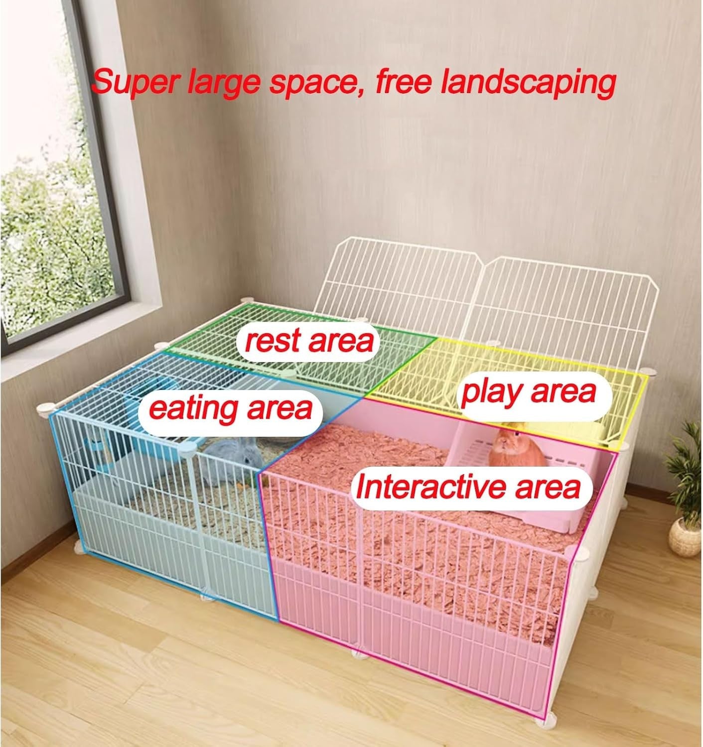 Indoor Rabbit Hutch Large Metal Wire Cage Secure Animal Enclosure