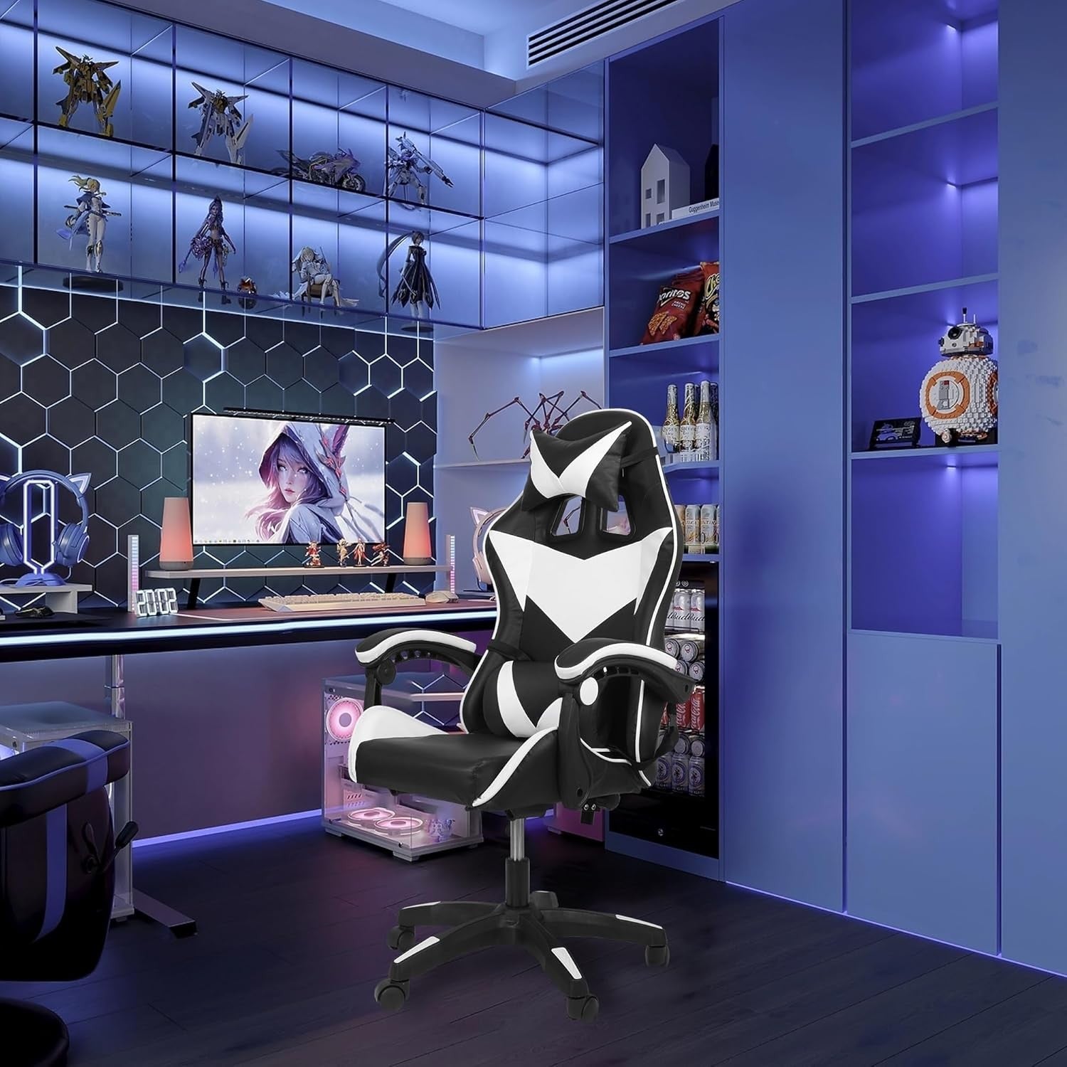Ergonomic Gaming Chair Adjustable Lumbar Support & Headrest - Reclining Office