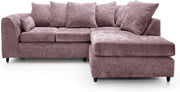 Pink Chenille Corner Sofa Right – Modern L Shape Couch for Living Room