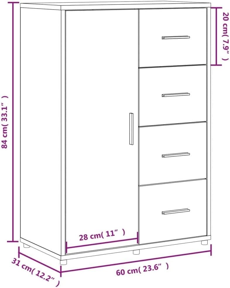 Modern Brown Oak Sideboard Cabinet with Moisture-Resistant Storage