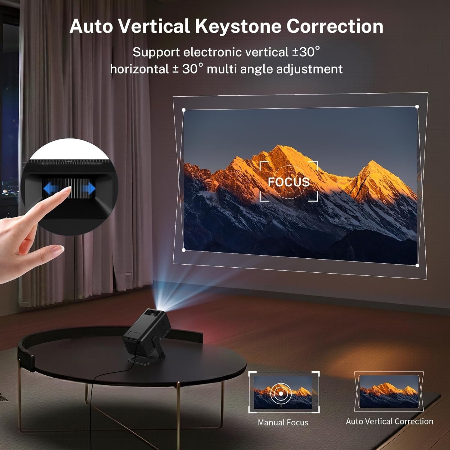 Mini 1080P Smart Projector WiFi 6 Bluetooth 5.4 Android Ceiling
