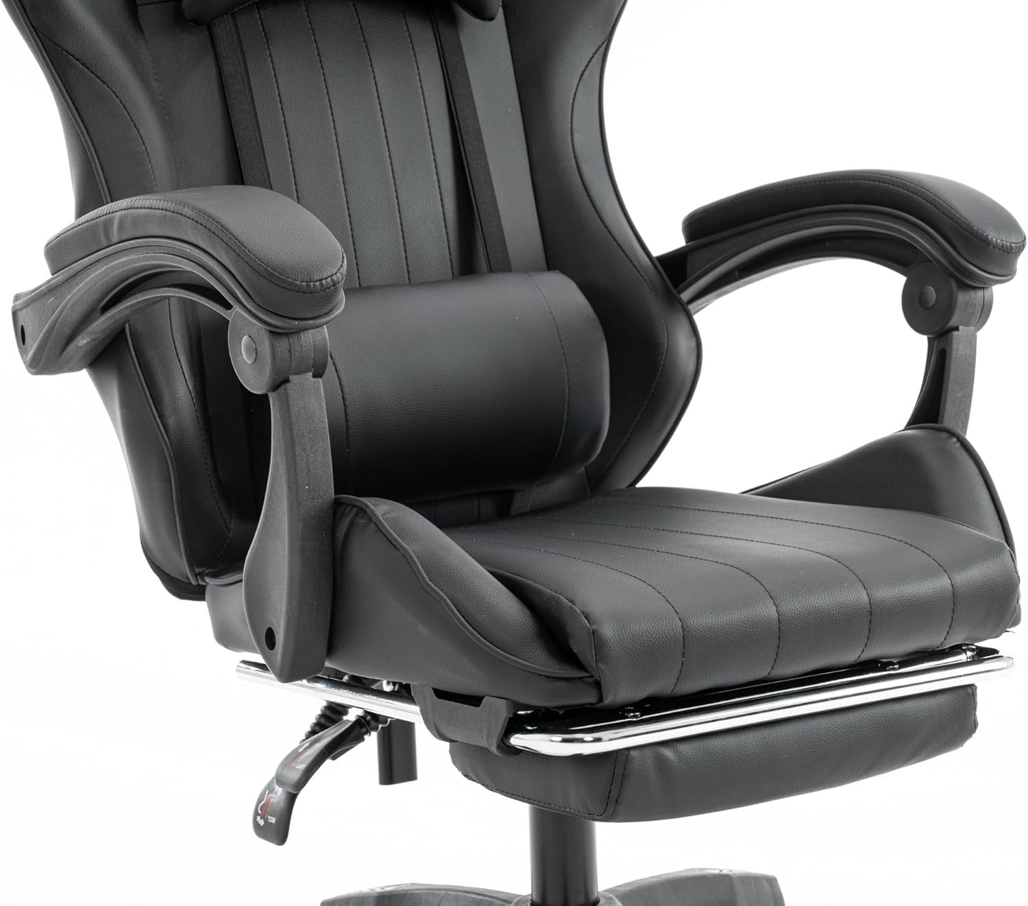 Gaming Chair PU Leather Swivel Office PC Desk Seat Recliner with Footrest Black