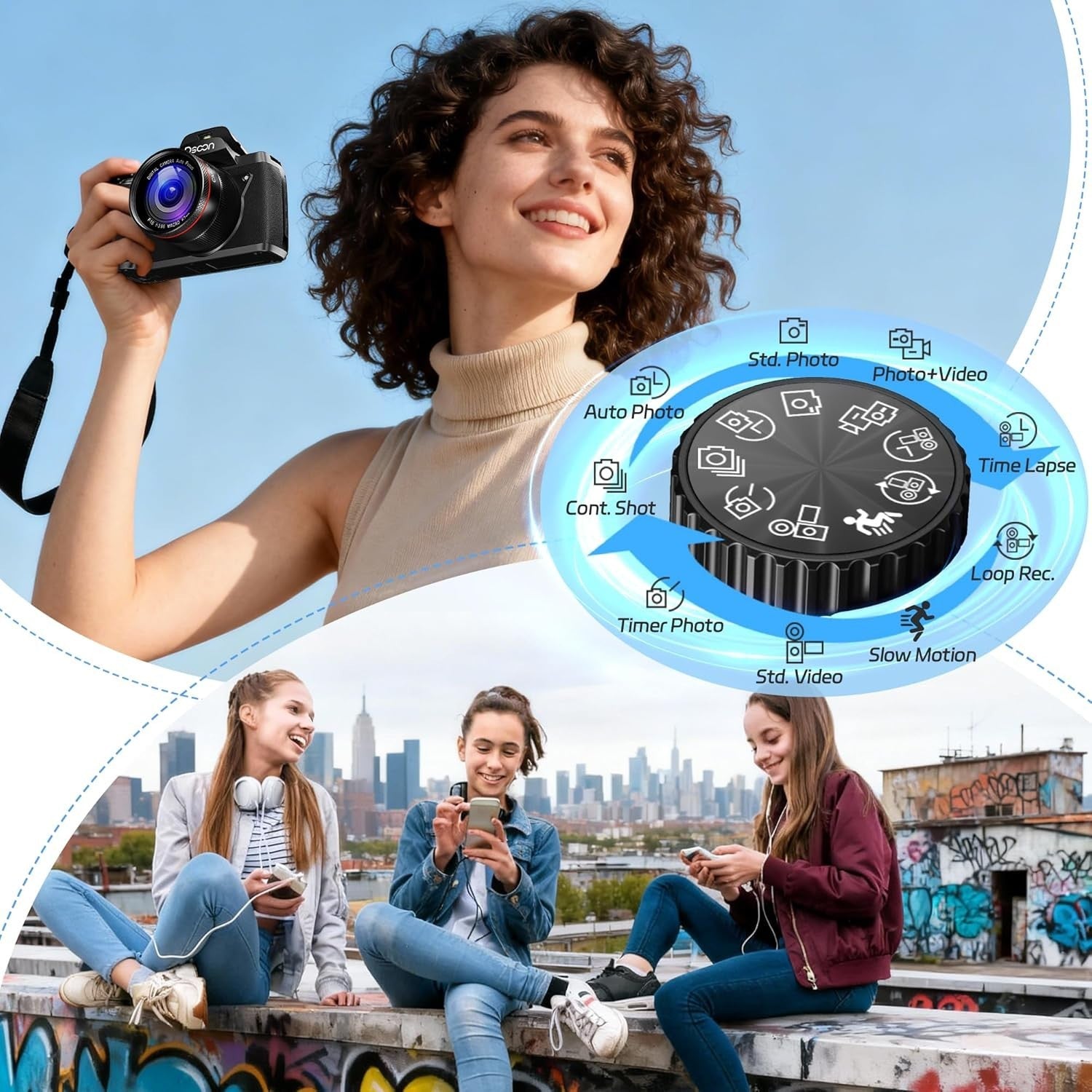 4K 64MP Digital Camera 18X Zoom Touch Screen Vlogging Camera Kit