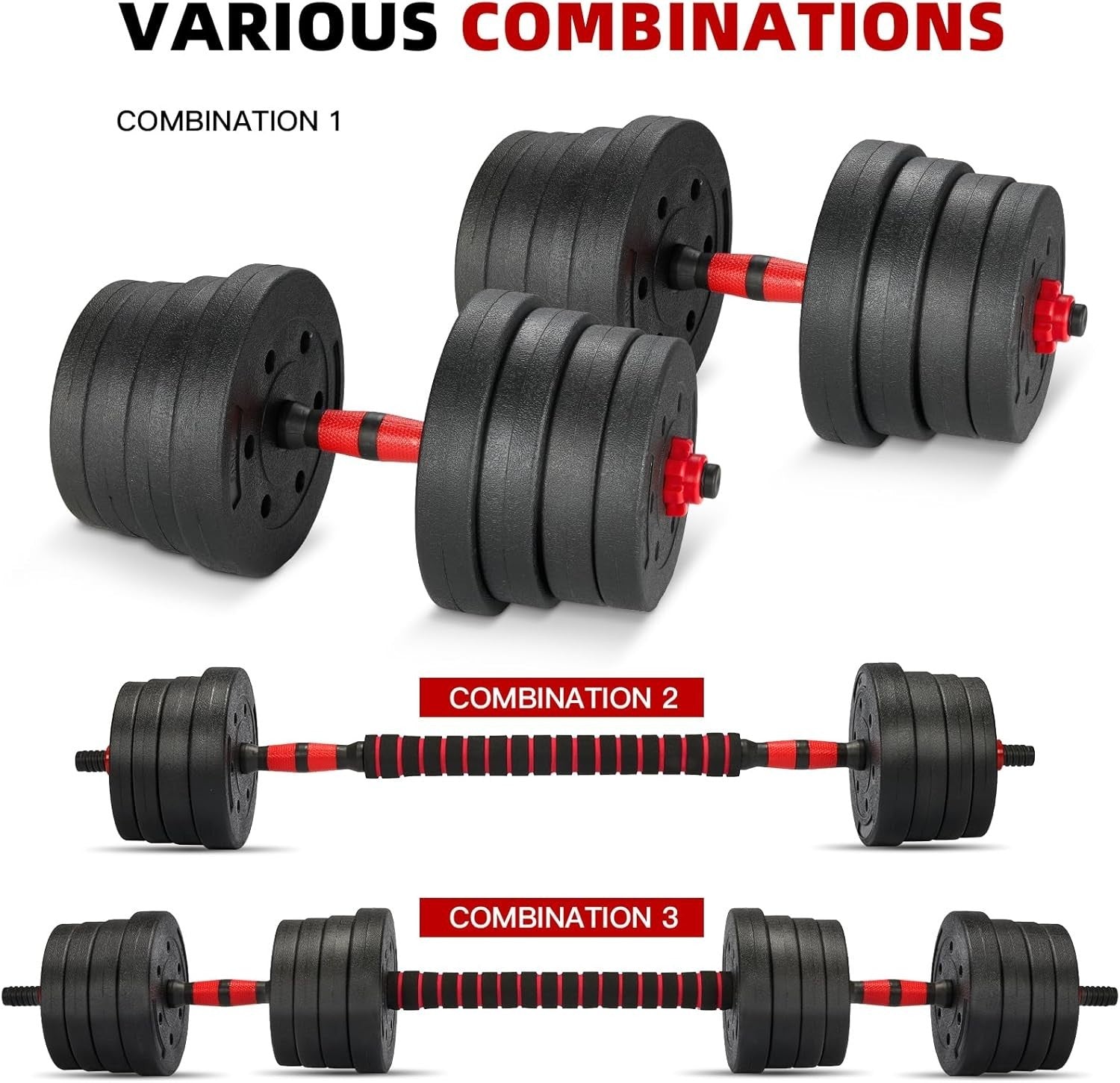 Adjustable Dumbbells Barbell Set Up to 30KG Home Gym Weight Training Kit