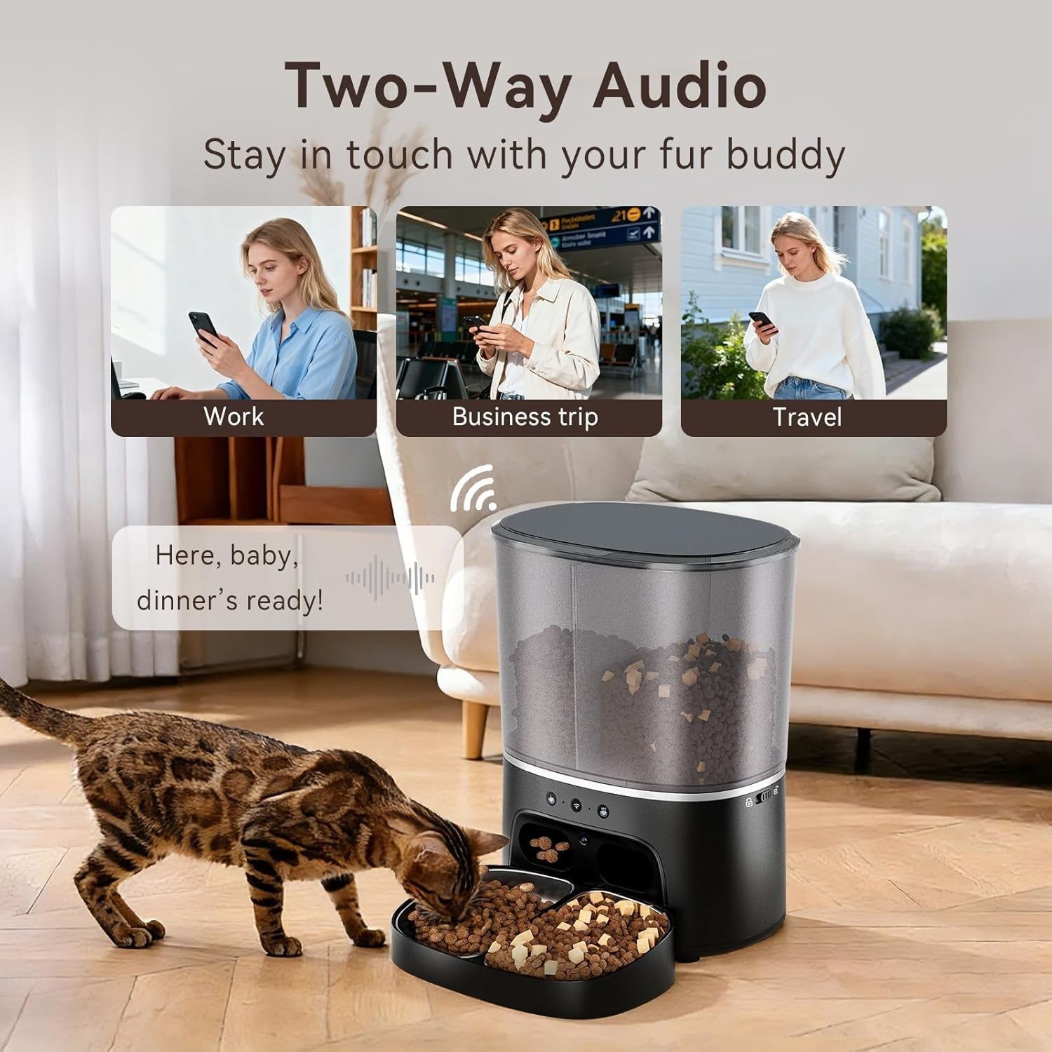 8L Automatic Cat Feeder Camera WiFi App Control Dual Bowl 1080P HD