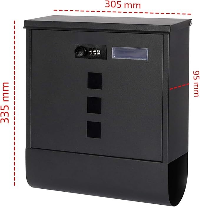 Wall Mounted Waterproof Post Box with Lock Mailbox Secure Letter Holder