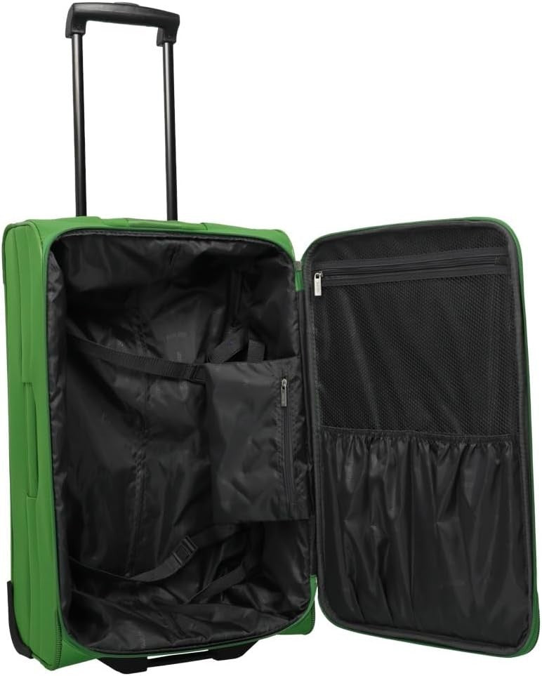 Medium Travel Suitcase Soft Shell 2 Wheel Trolley 63cm 58L Green
