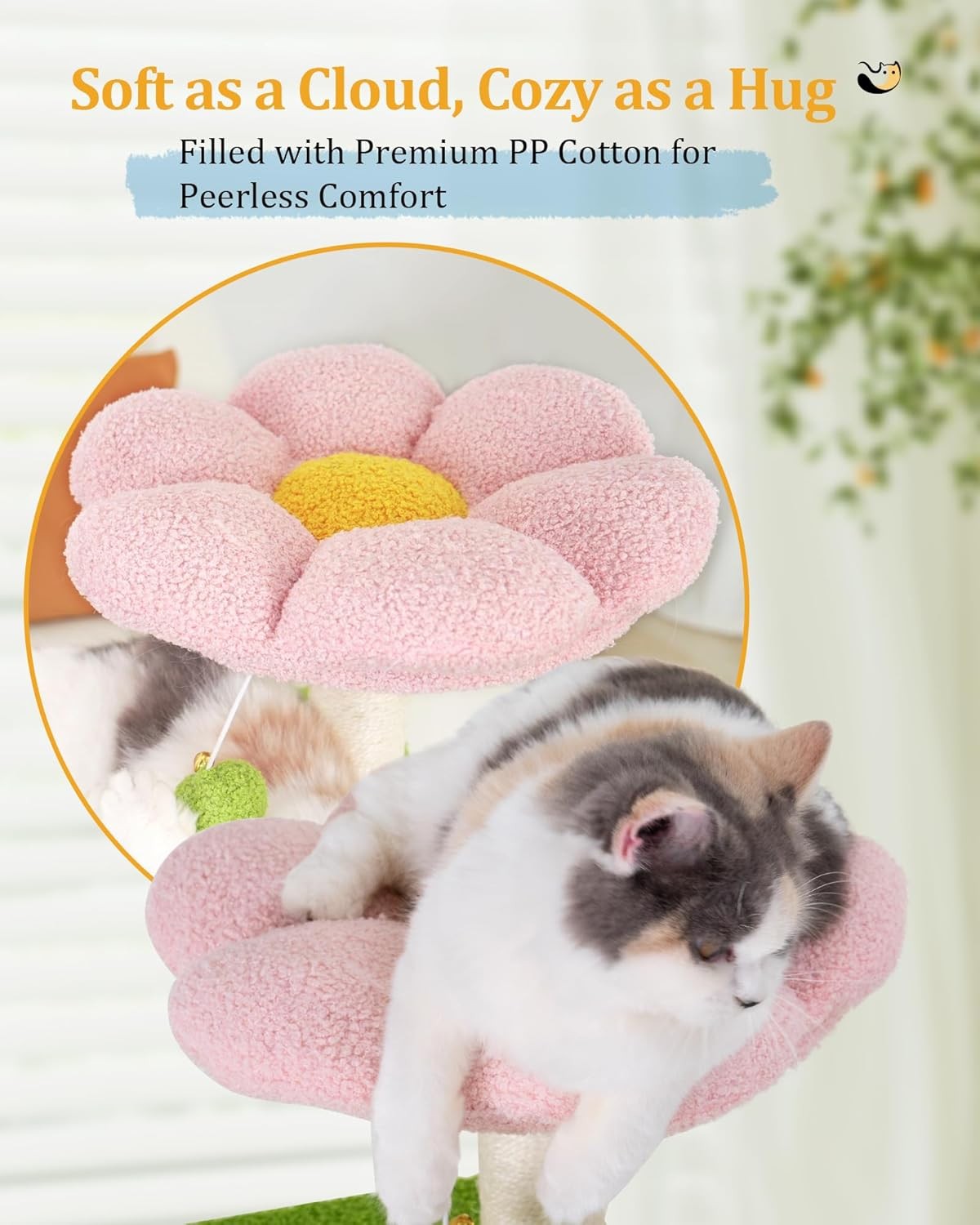 Cute Cat Tree Tower 104cm Scratching Post Condo Hammock for Indoor Cats