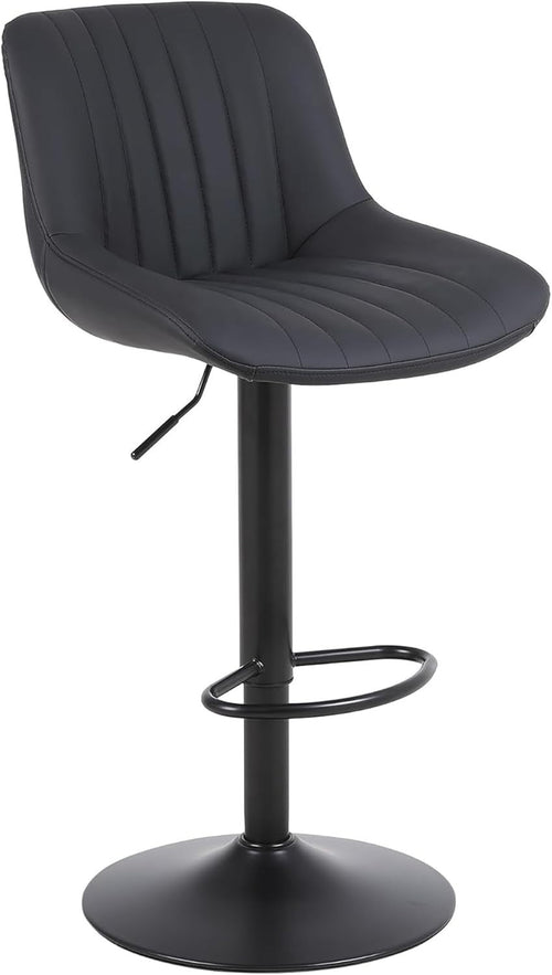 Black Adjustable Swivel Bar Stool PU Leather Modern Counter Chair