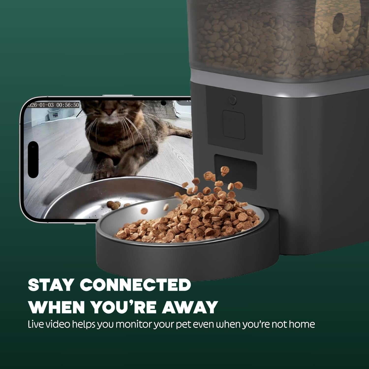 Smart Pet Feeder with Camera 6L WiFi App Control Auto Food Dispenser