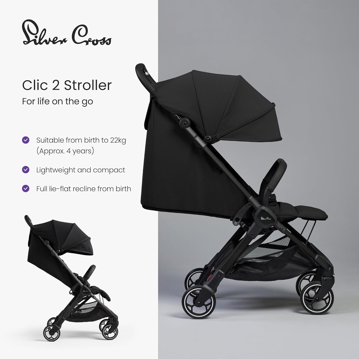 Ultra Compact Travel Pushchair One-Hand Fold Lie-Flat Newborn–4Y 22kg Space