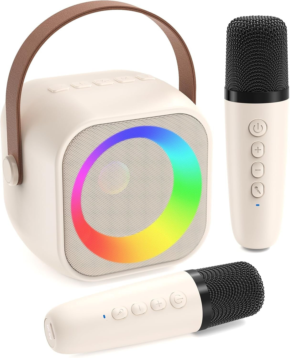 Girls Karaoke Machine 2 Microphones LED Speaker Birthday Gift