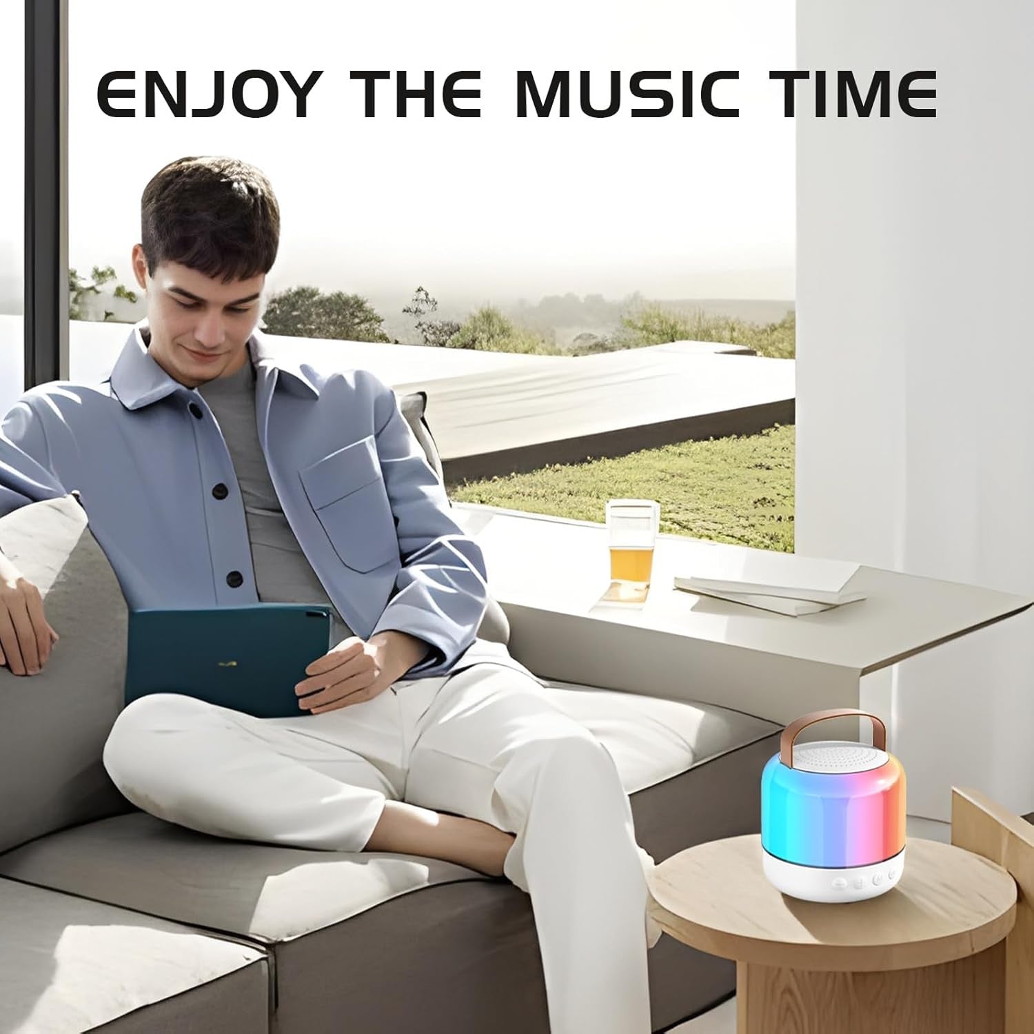 Portable Kids Karaoke Speaker 2 Mics RGB Light Bluetooth Party