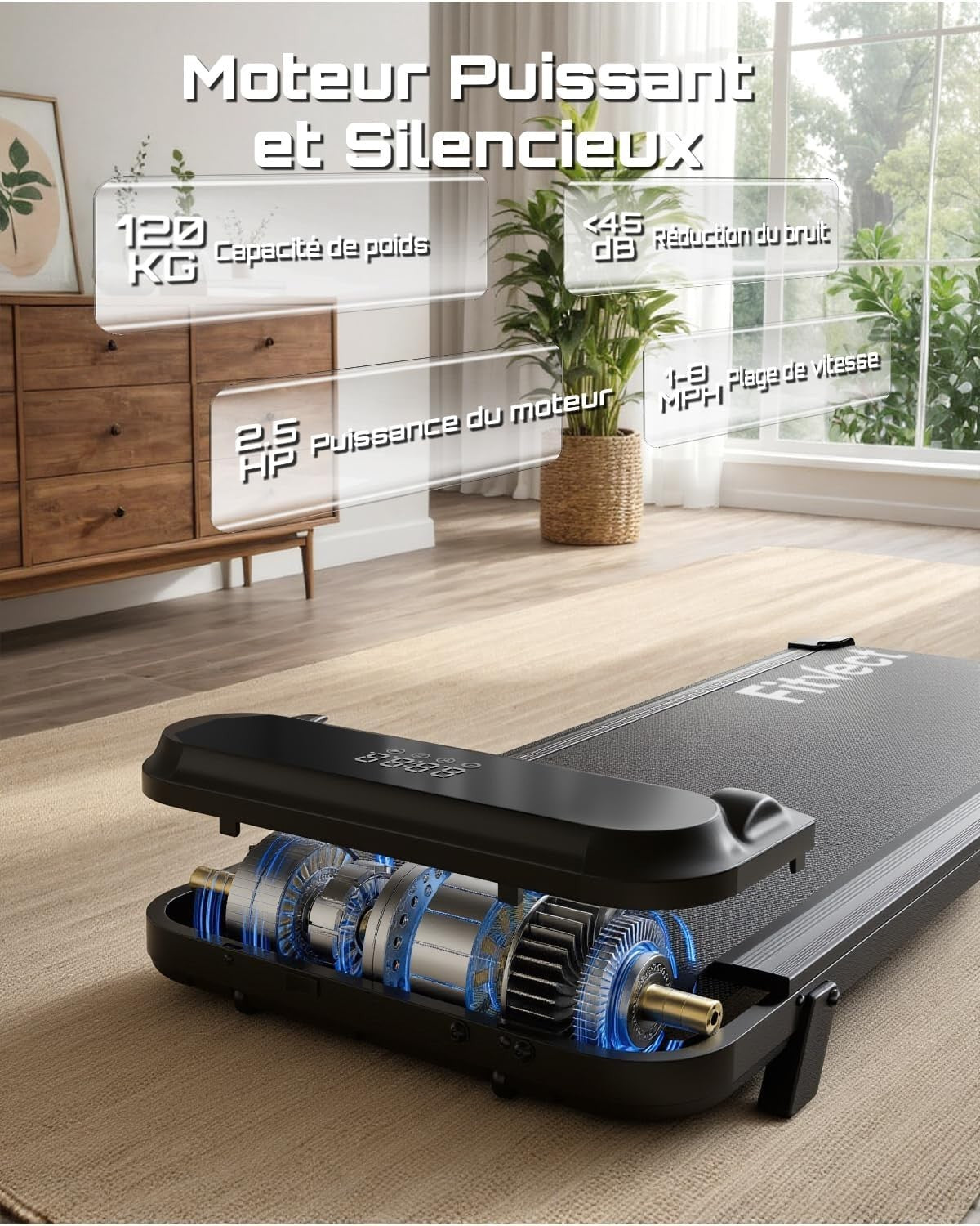 Under Desk Treadmill Walking Pad Foldable 8km/h Home Office Compact
