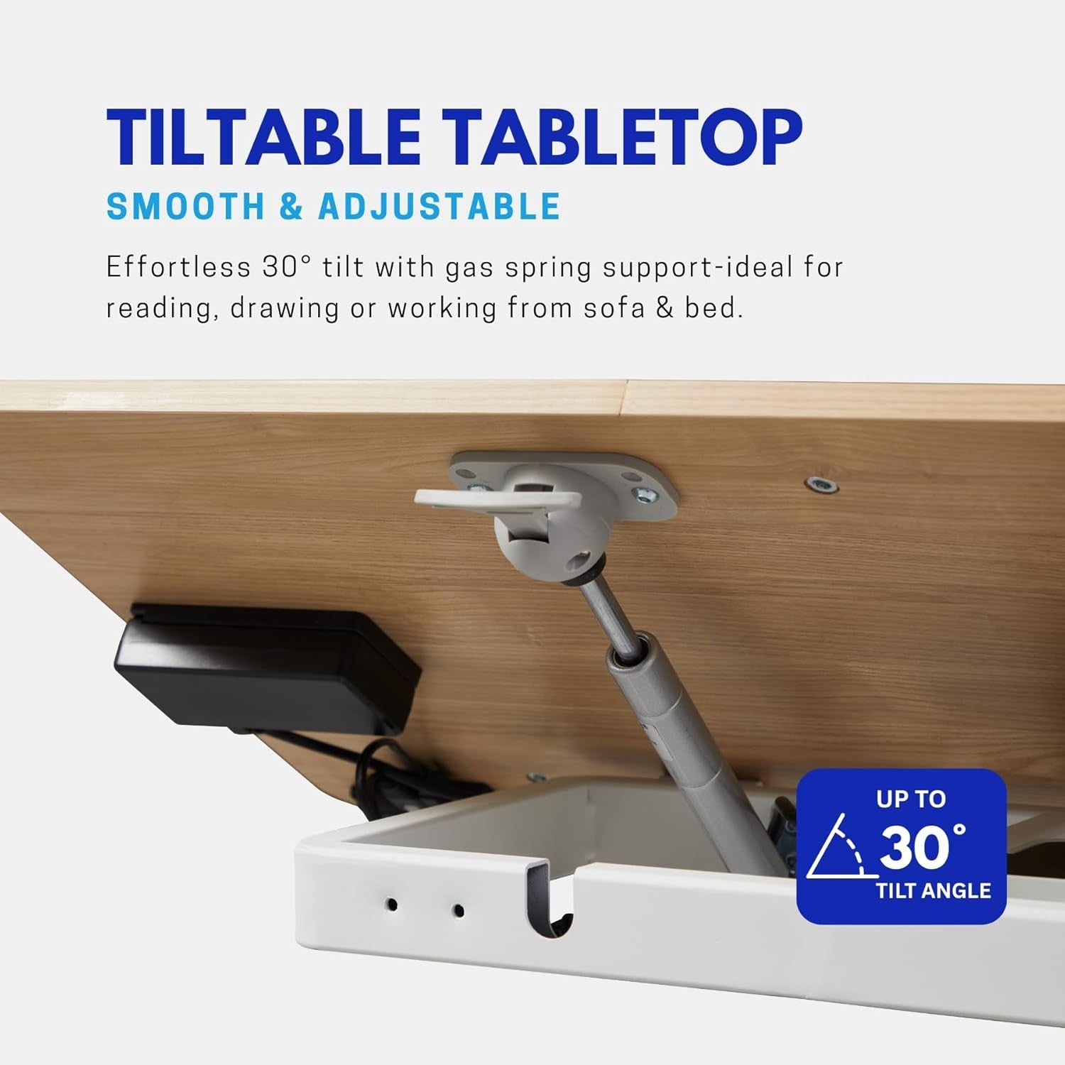 kowo Small Standing Desk, Battery-Powered Electric Height Adjustable Laptop Tabl