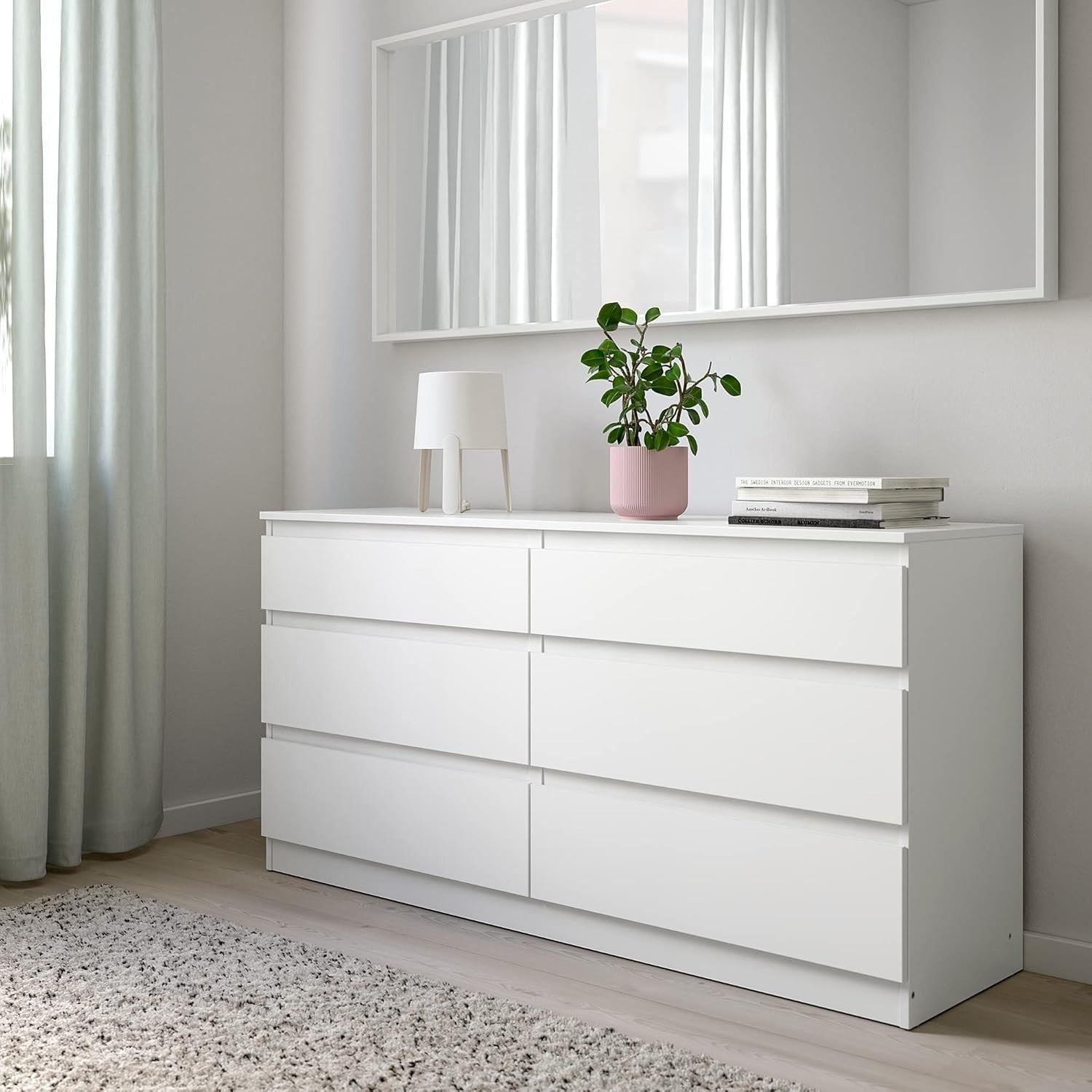 White 6 Drawer Chest Soft Close Storage Cabinet Bedroom Organizer Unit