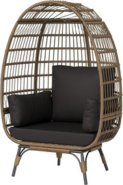 Oversized Wicker Egg Chair Outdoor Indoor Rocking Seat w/ Cushions 350lbs