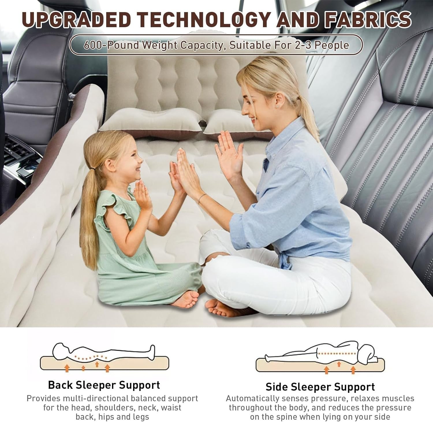Luxury Car Air Mattress SUV Back Seat Bed w Pump Pillows Camping Travel