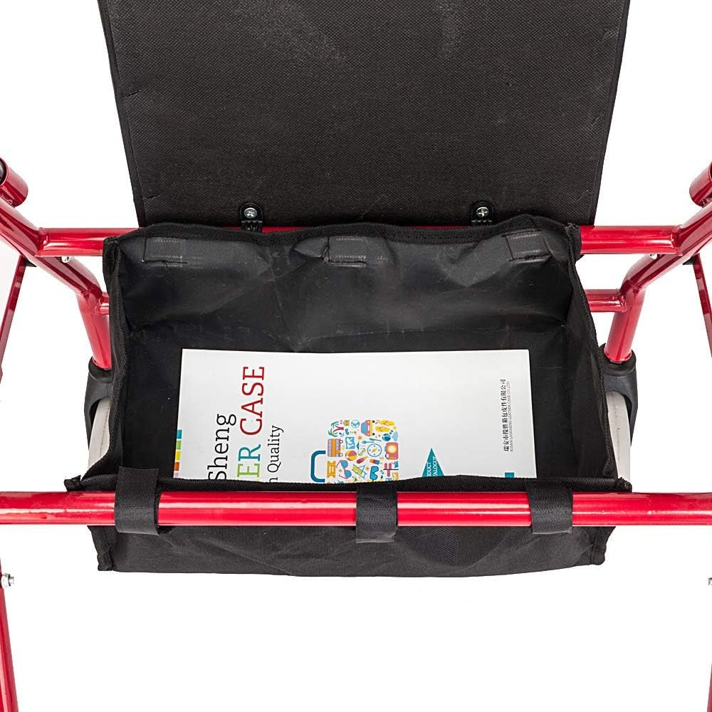 4 Wheel Rollator Walker with Seat Folding 8 Inch Wheels Lightweight Support
