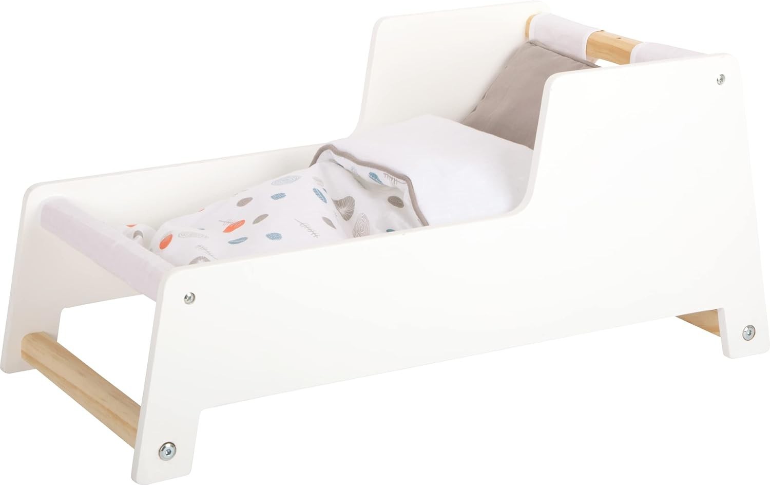 Wooden Doll Crib Rocking Cradle Teddy Bear Bed Lounger Chair Toy White