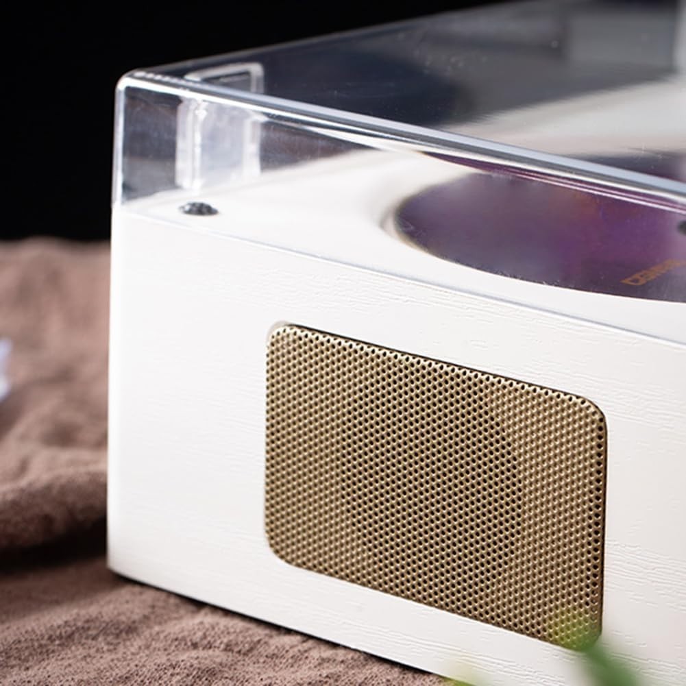 Retro Bluetooth CD Player Rechargeable Speakers USB AUX Remote White