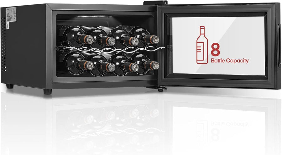8 Bottle Wine Cooler Fridge Digital Temperature Control Quiet Tabletop