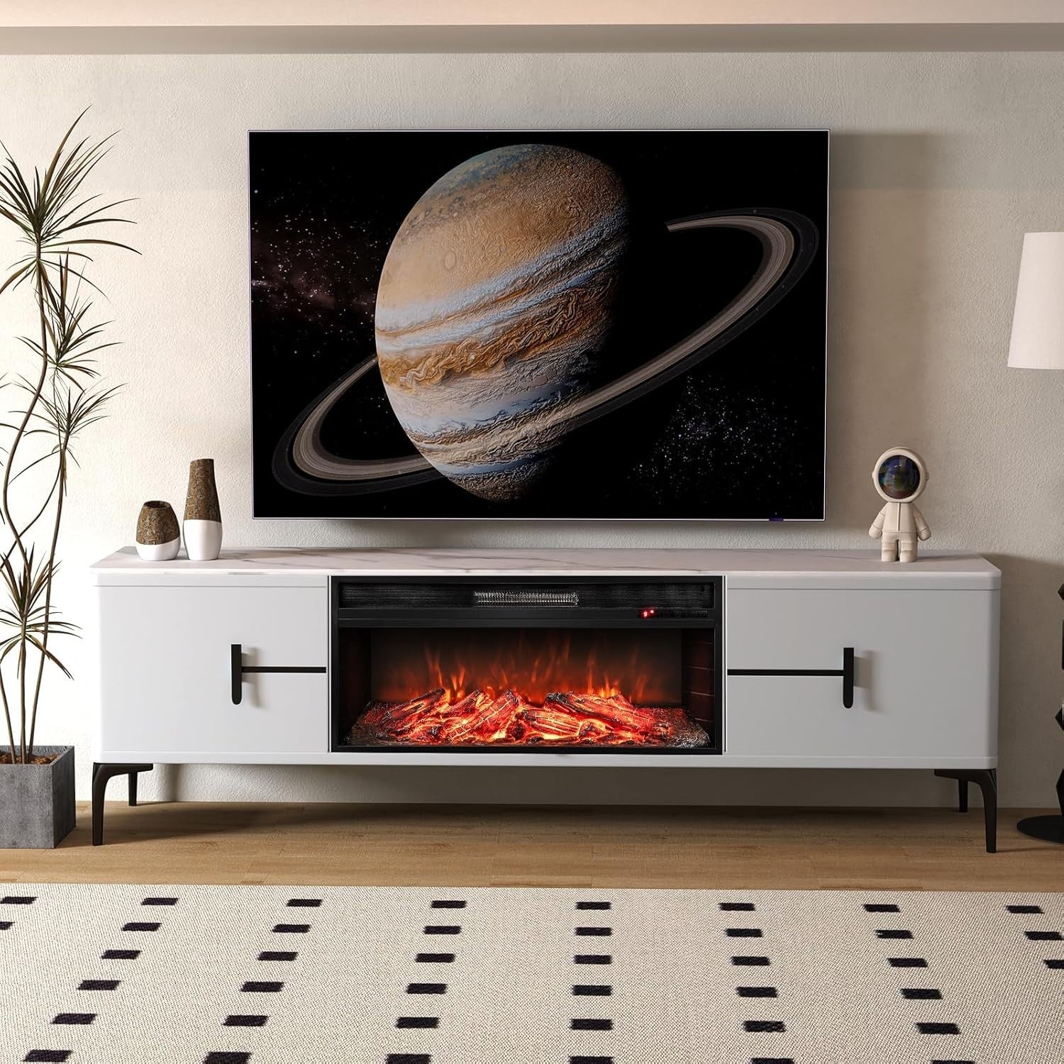 1500W-2000W Electric Fireplace Insert with Remote, 9 Flame Colors & Timer