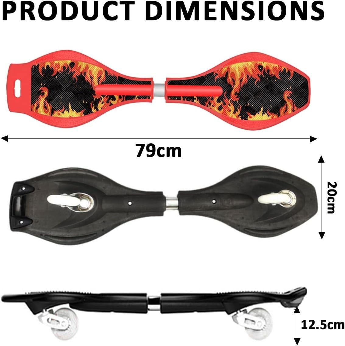 Youth Caster Board Waveboard LED Light Up Longboard Skateboard