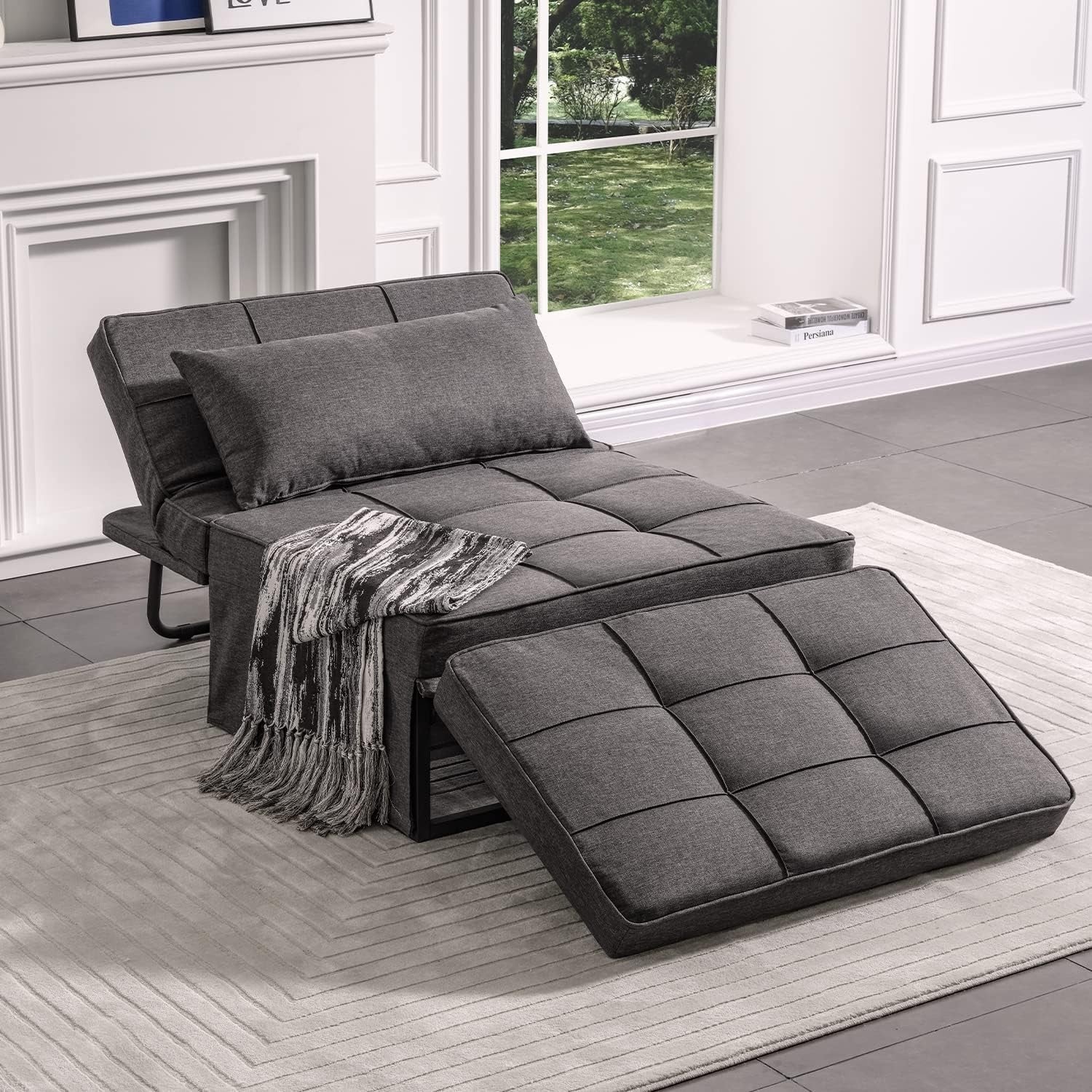 4-in-1 Sofa Bed Chair Single Sleeper Guest Bed Recliner for Small Spaces