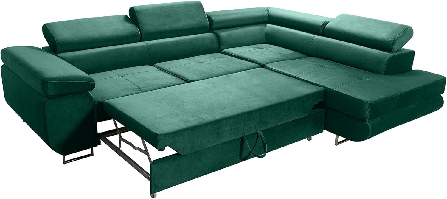 Modern Mustard Corner Sofa Bed with Storage & Sleep Function 277x203cm