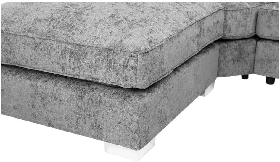 Grey U Shaped Sectional Sofa with Double Chaise Modern 6 Seater