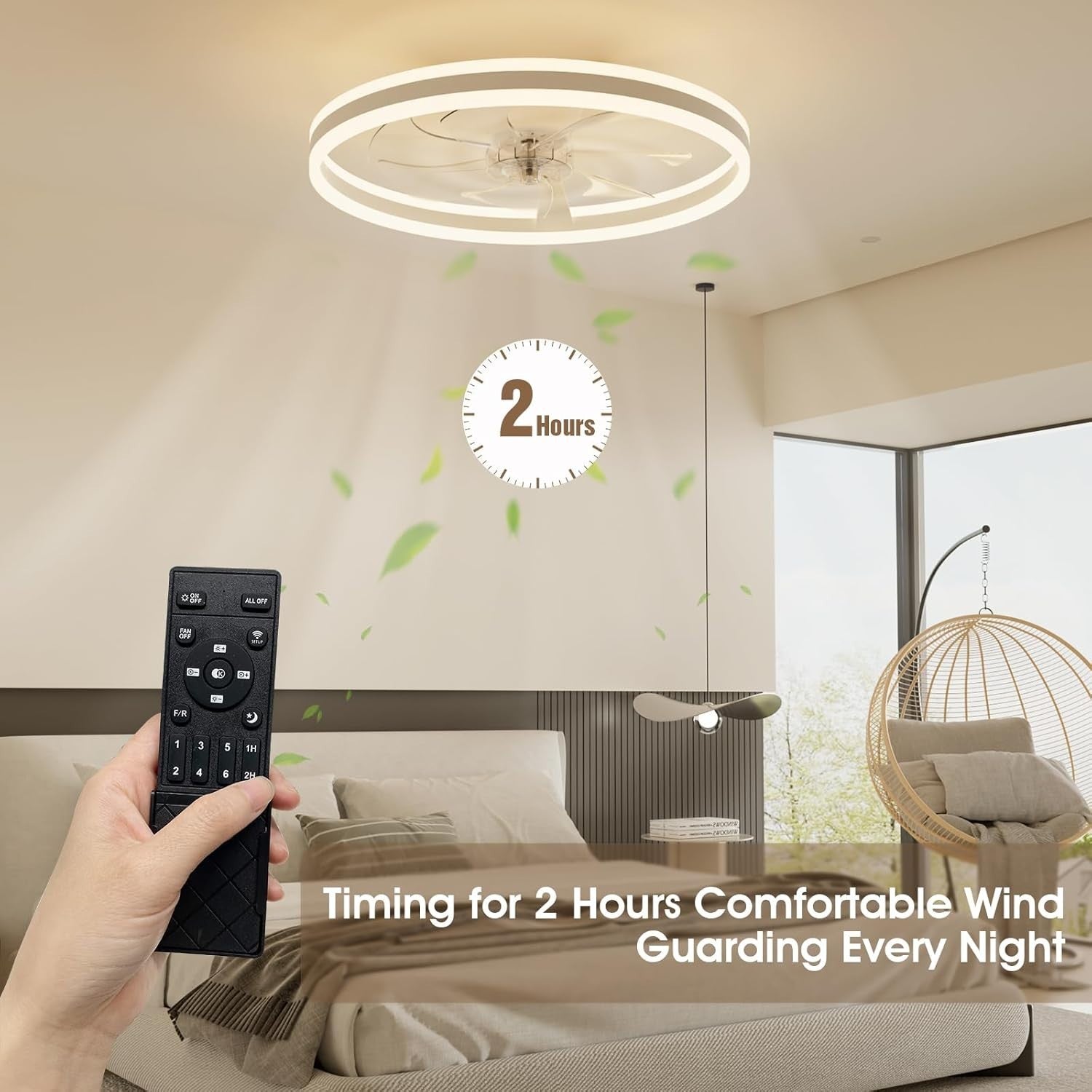 60cm LED Ceiling Fan Light with Remote, 6 Speeds, Quiet, Dimmable, Modern