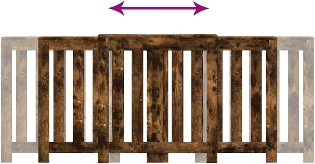 Smoked Oak Radiator Cover Cabinet | Modern Slatted MDF Heater Shelf